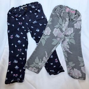 OshKosh B'gosh Girls' Floral Stretch Jeans - Navy & Gray